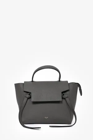 Celine 2018 Dark Grey Leather Micro Belt Bag with Strap