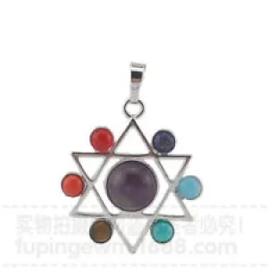 Chakra Necklace, Gemstones on Star of David