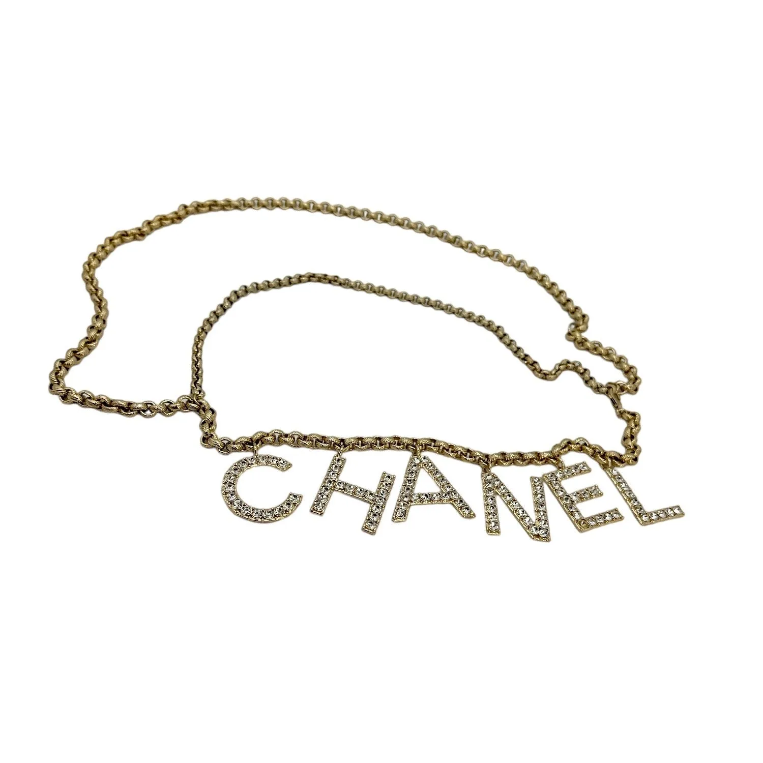 Chanel Crystal City of Lights Letter Gold Tone Waist Chain Belt