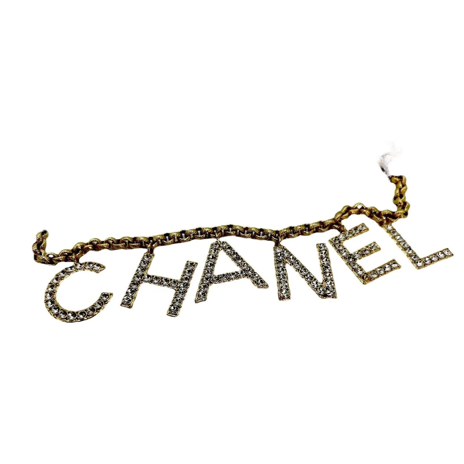 Chanel Crystal City of Lights Letter Gold Tone Waist Chain Belt