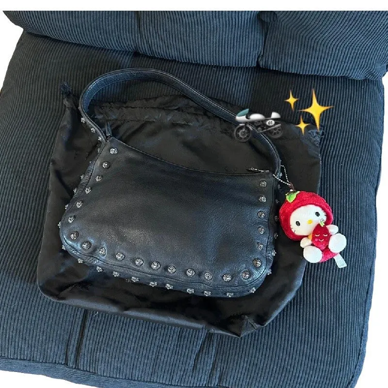 Chh Chrome Heart Leather Bag Rivet Cross