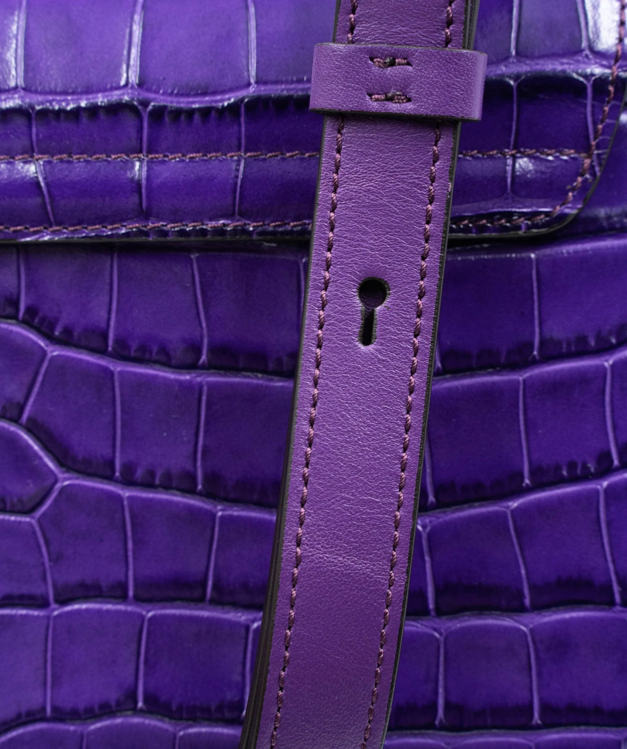 Chloe mini C bag in embossed croc, in nightfall purple colour. AJL0017