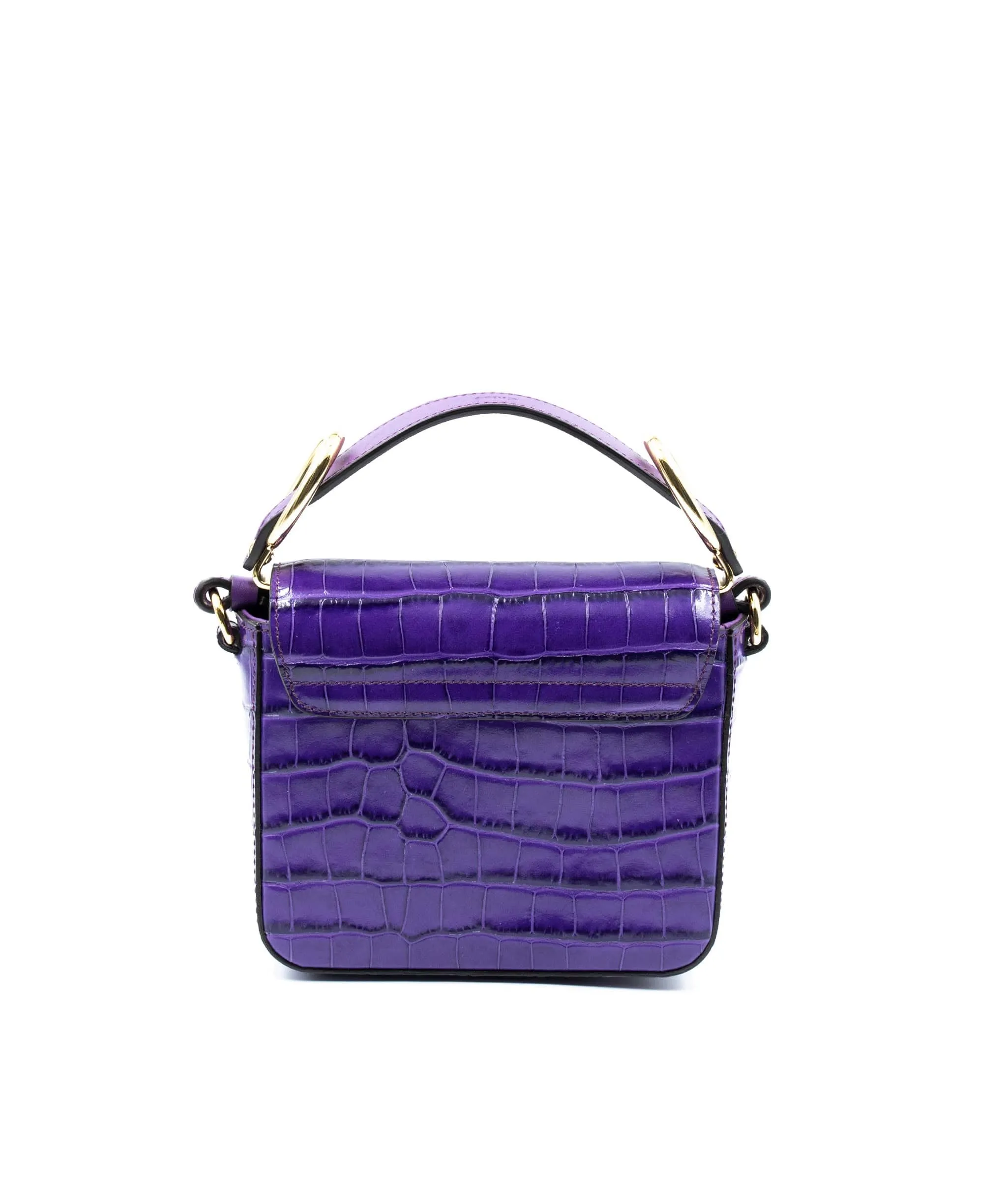 Chloe mini C bag in embossed croc, in nightfall purple colour. AJL0017