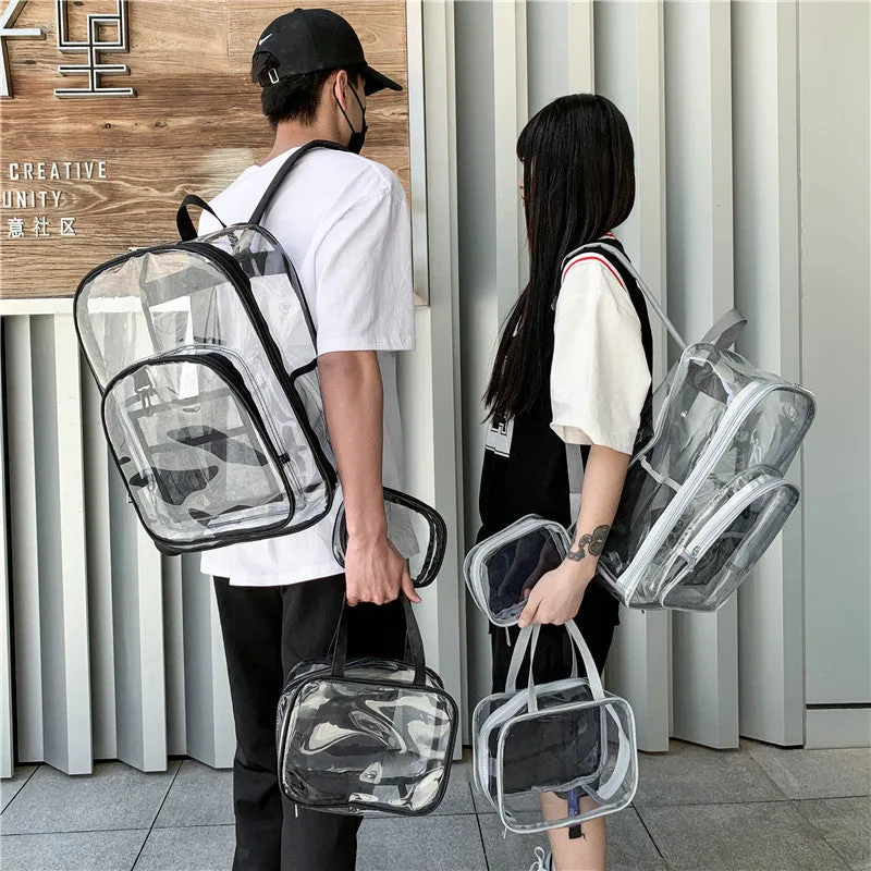 Clear Backpack Transparent Bag PVC Backpack Large Capacity Student Schoolbag