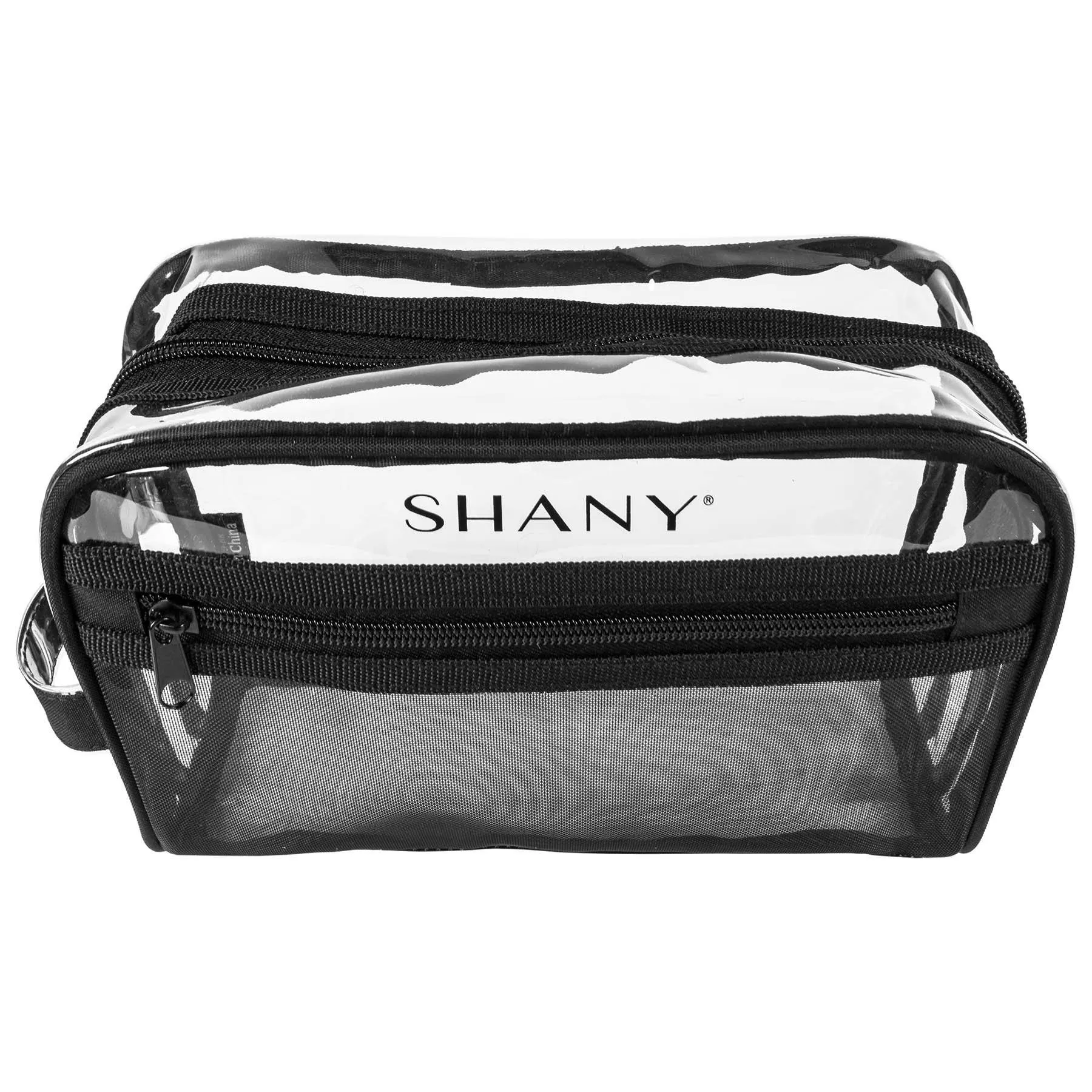 Clear Toiletry and Makeup Bag and Organizer - Black Mesh