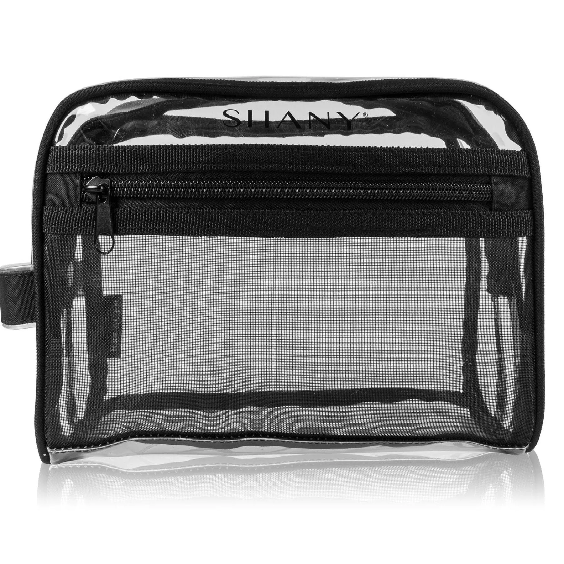 Clear Toiletry and Makeup Bag and Organizer - Black Mesh