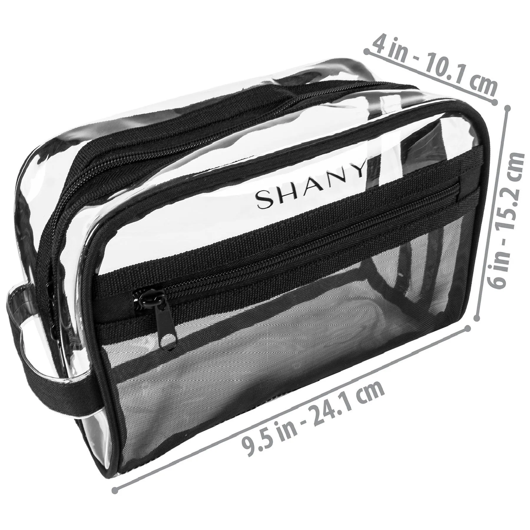 Clear Toiletry and Makeup Bag and Organizer - Black Mesh