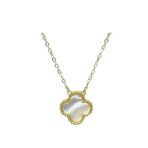 Clover 15mm Mother of Pearl Set in 24kt Gold Plated (NGCH478MOP)