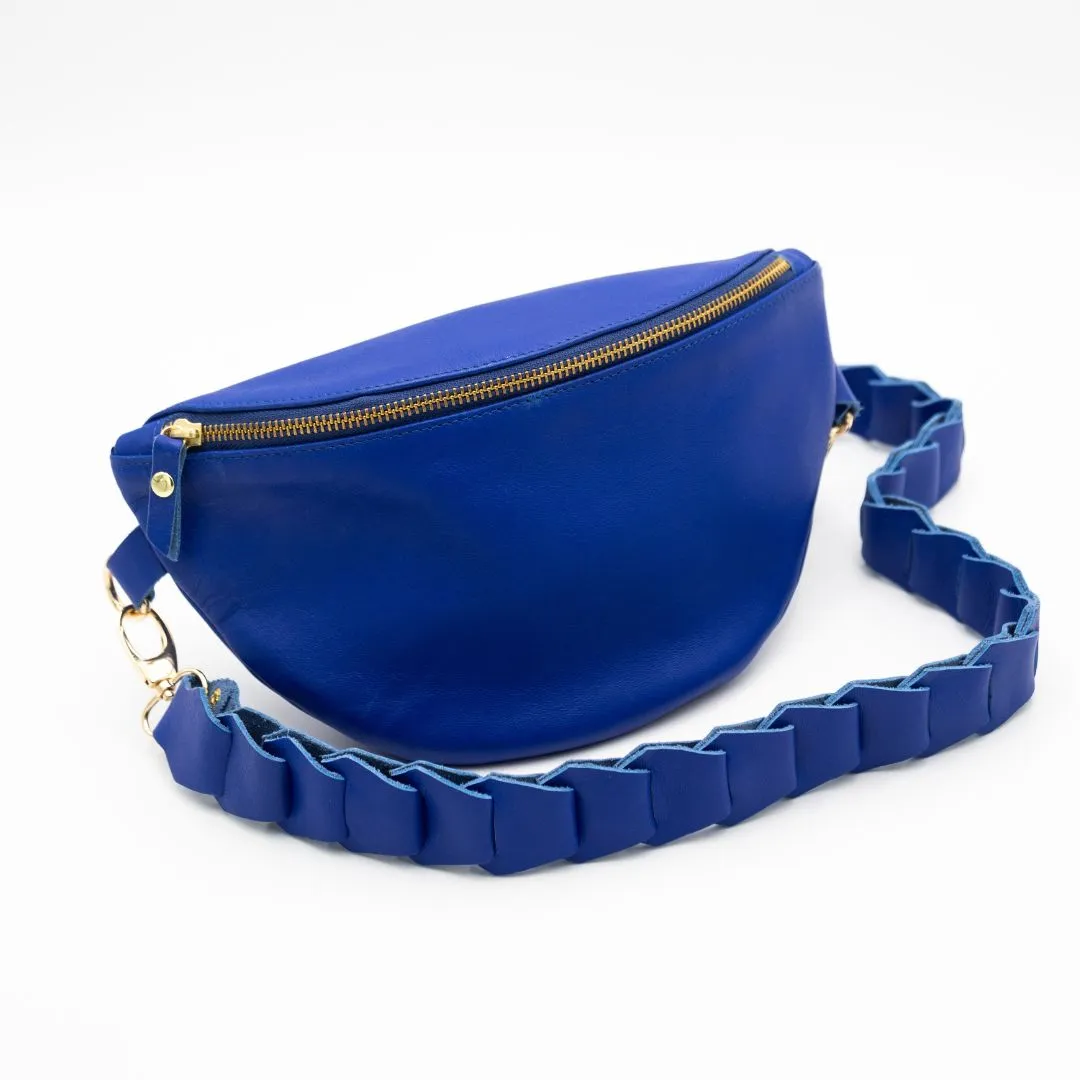 Cobalt Leather Bum Bag (w Gold Fittings)