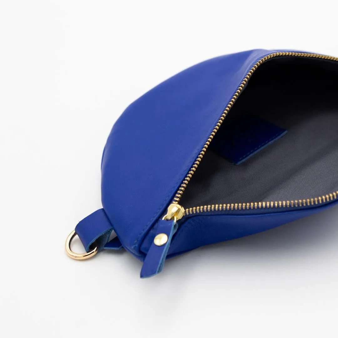 Cobalt Leather Bum Bag (w Gold Fittings)