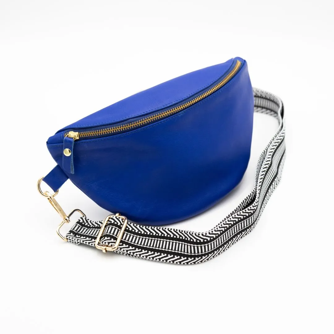 Cobalt Leather Bum Bag (w Gold Fittings)