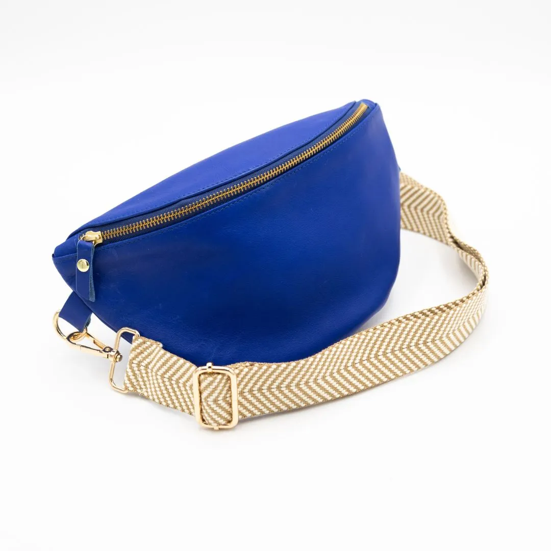 Cobalt Leather Bum Bag (w Gold Fittings)