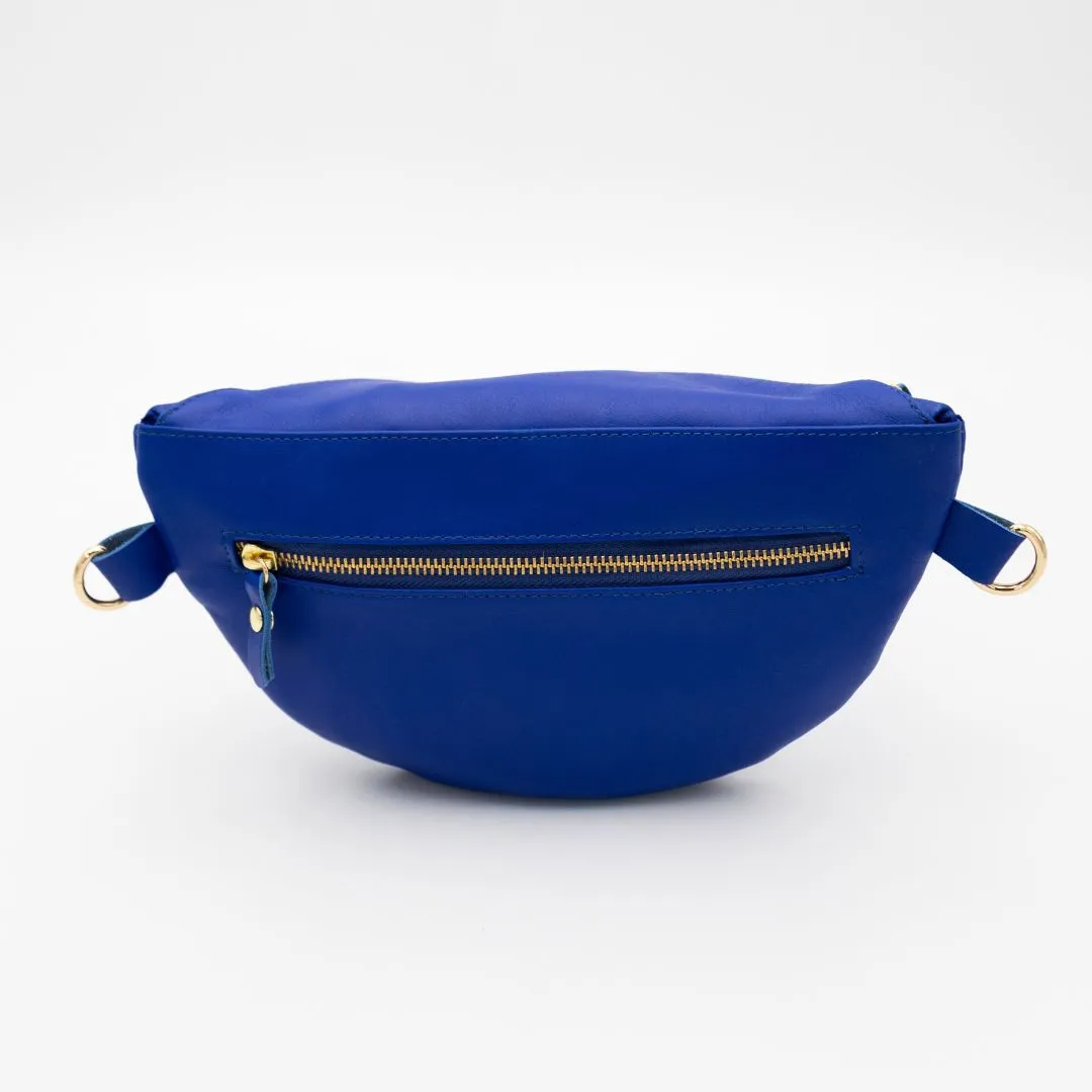 Cobalt Leather Bum Bag (w Gold Fittings)