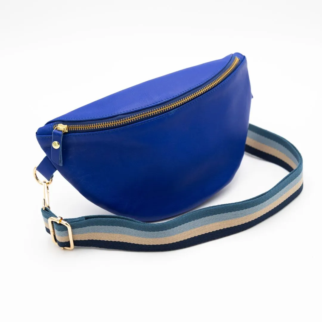 Cobalt Leather Bum Bag (w Gold Fittings)