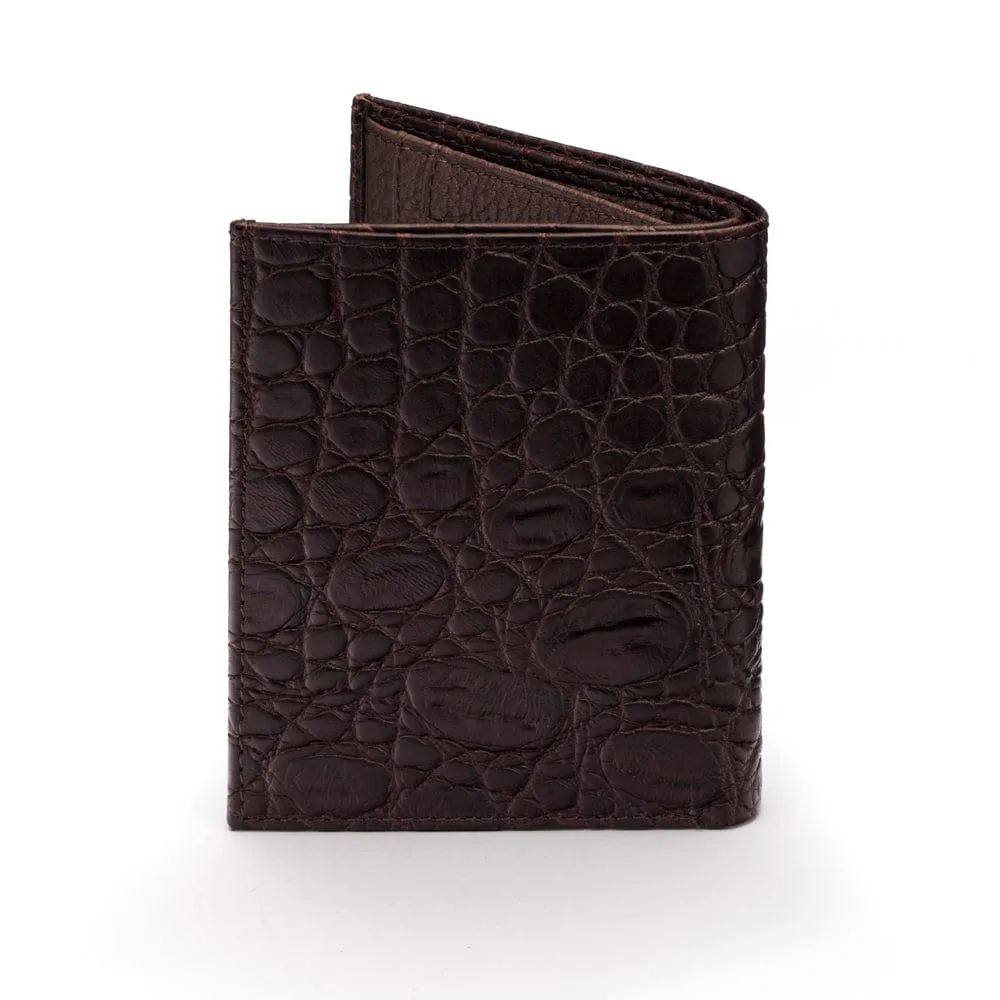 Compact Leather Wallet With 6 CC And ID - Brown Croc