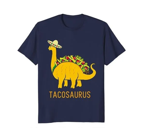 Cotton Tacosaurus Dinosaur T-shirt 9 color Options