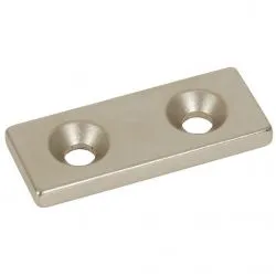 Countersunk Neodymium Block Magnet - 50mm x 20mm x 5mm | Countersunk Holes 4mm to 8mm | N42