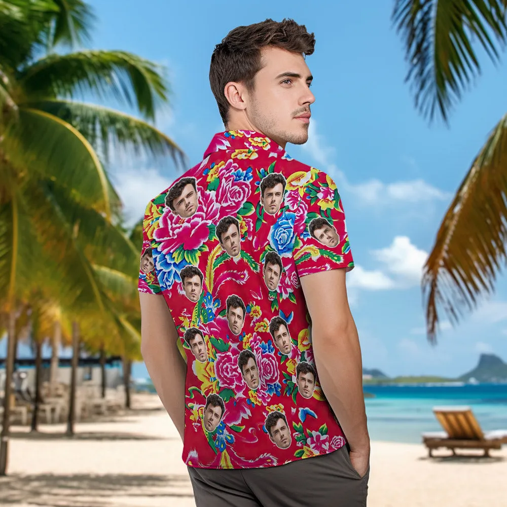 Custom Northeast Big Flower Hawaiian Shirts For Men - Chinese Dragon