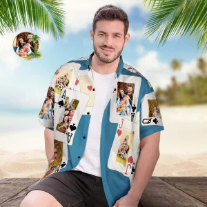 Custom Photo Hawaiian Shirt Men's Popular All Over Print Hawaiian Beach Shirt Holiday Gift - Playing Card