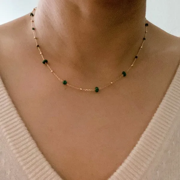 Dainty Precious Stone Bead Necklace