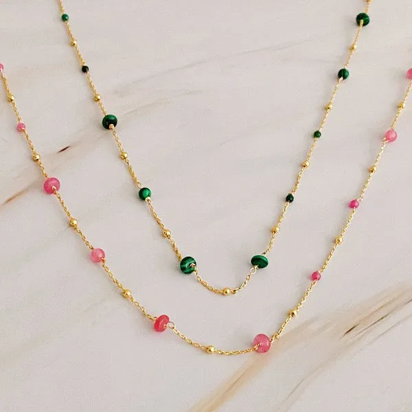 Dainty Precious Stone Bead Necklace