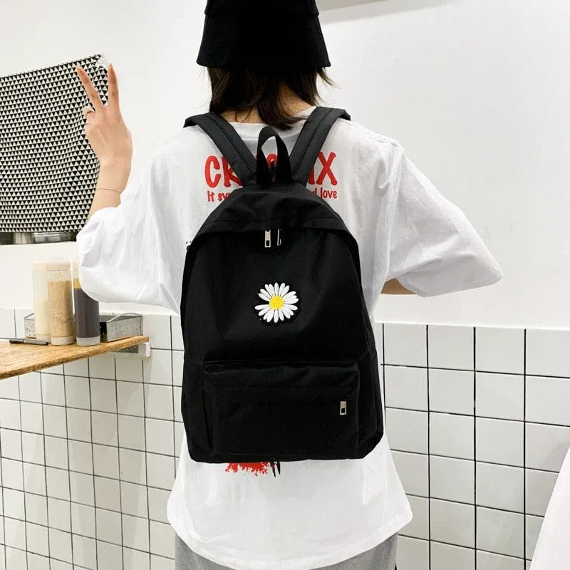 daisy  small backpack for school teenagers girls canvas women backpack white bookbag fashion travel backpack street trend