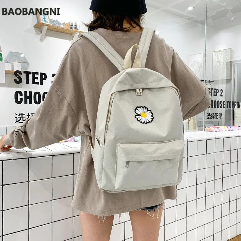 daisy  small backpack for school teenagers girls canvas women backpack white bookbag fashion travel backpack street trend