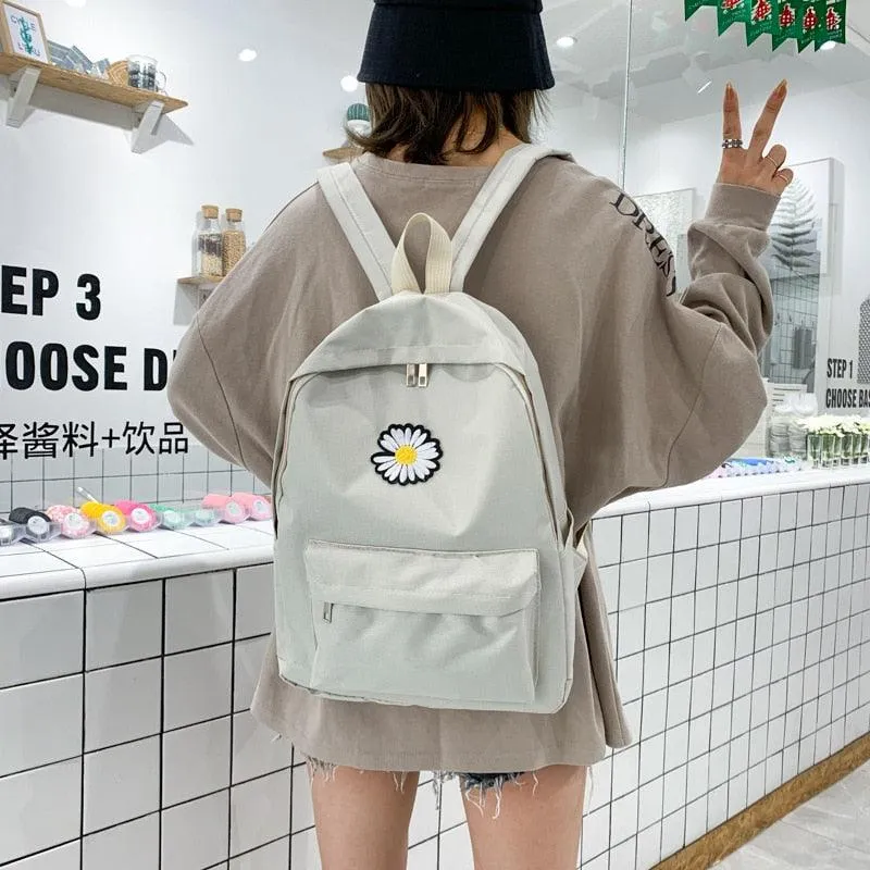 daisy  small backpack for school teenagers girls canvas women backpack white bookbag fashion travel backpack street trend