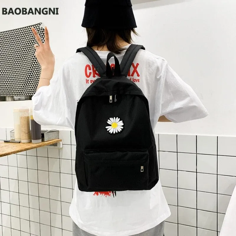 daisy  small backpack for school teenagers girls canvas women backpack white bookbag fashion travel backpack street trend