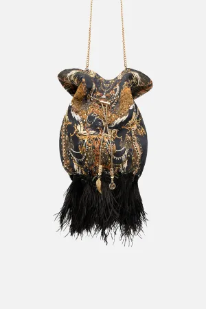 DRAWSTRING POUCH WITH FEATHERS RAVIN RAVEN