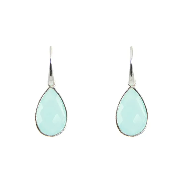 Earrings - Drop Framed Chalcedony Sterling Silver