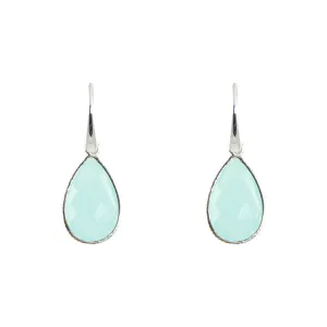 Earrings - Drop Framed Chalcedony Sterling Silver