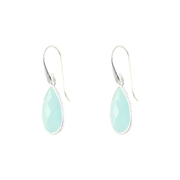 Earrings - Drop Framed Chalcedony Sterling Silver