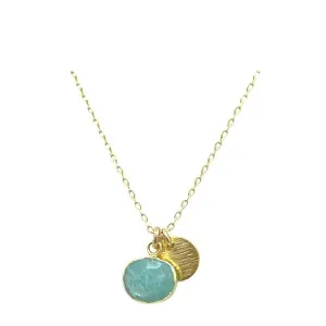 Electroform Oval Gemstone Charm Necklace: Amazonite (NGCH7408AZ)