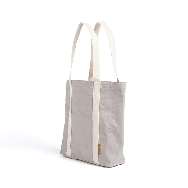 Ella Grey Tote Bag made from Washable Paper, an eco-friendly alternative to leather