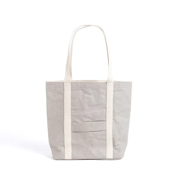 Ella Grey Tote Bag made from Washable Paper, an eco-friendly alternative to leather