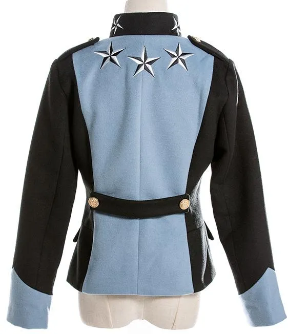 Embroidered Color-Block Jacket, Blue & Black