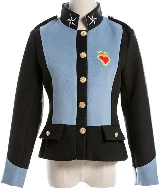 Embroidered Color-Block Jacket, Blue & Black