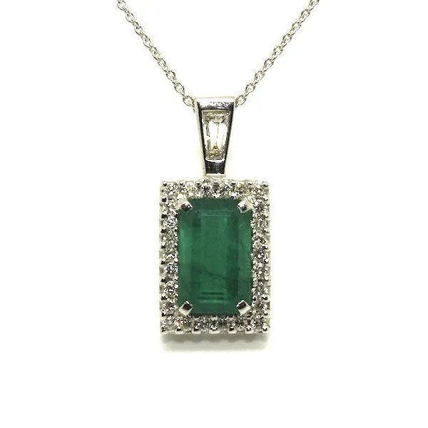 Emerald And Diamond  Halo Pendant Ad No.0534