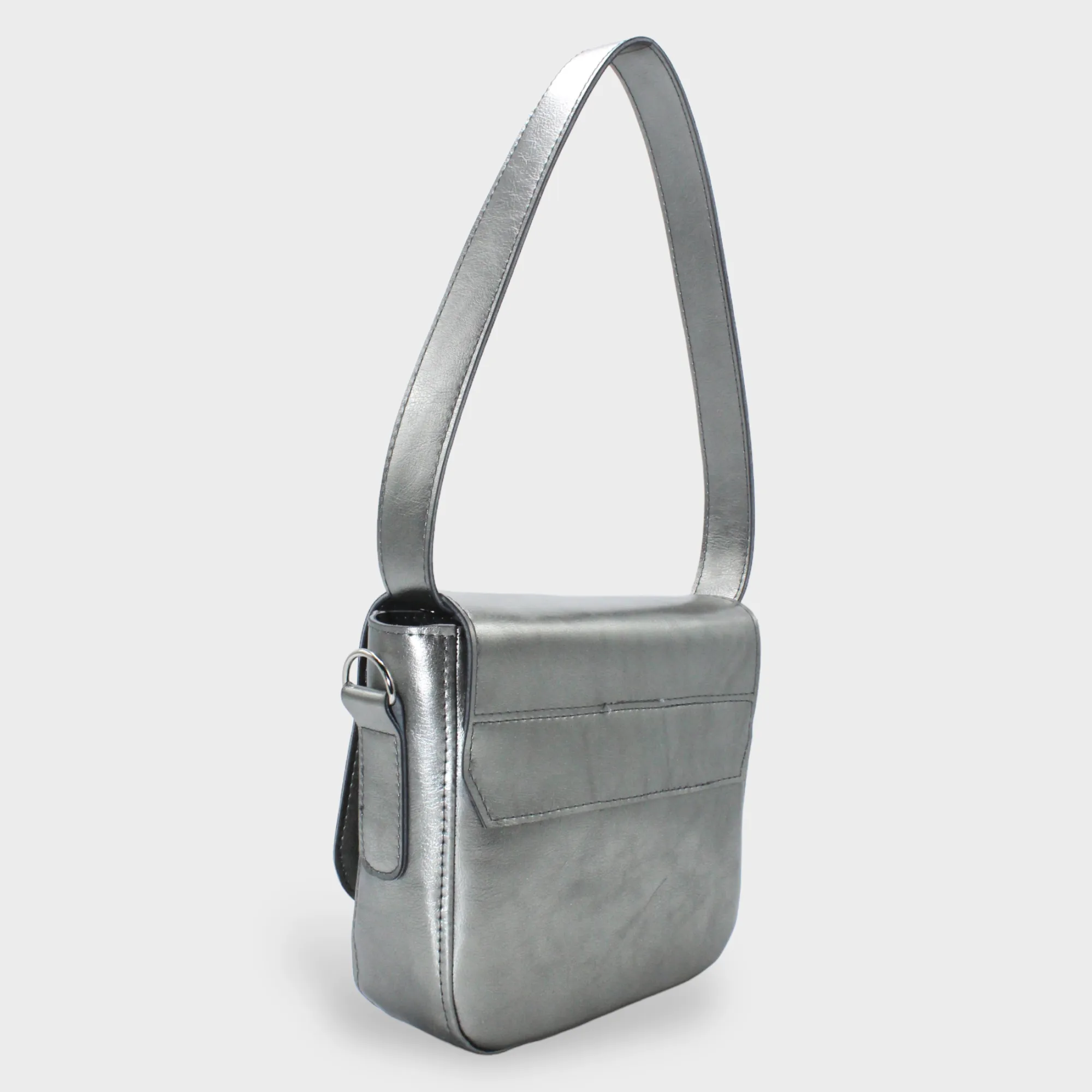 Envelope - Corn Vegan Leather Midi Bag Metallic Silver