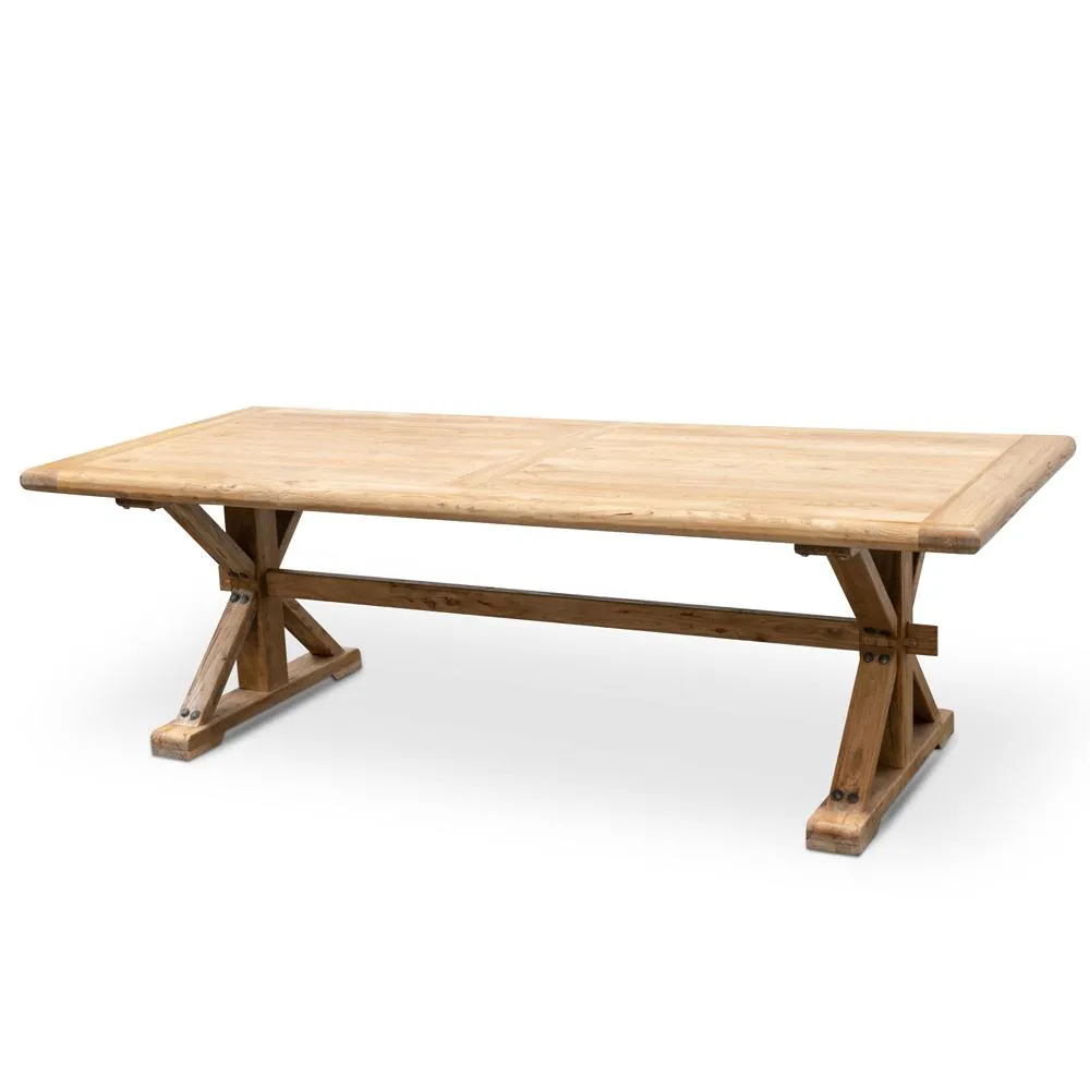 Ex Display - Winston Reclaimed 2.4m Elm Wood Dining Table - Rustic Natural