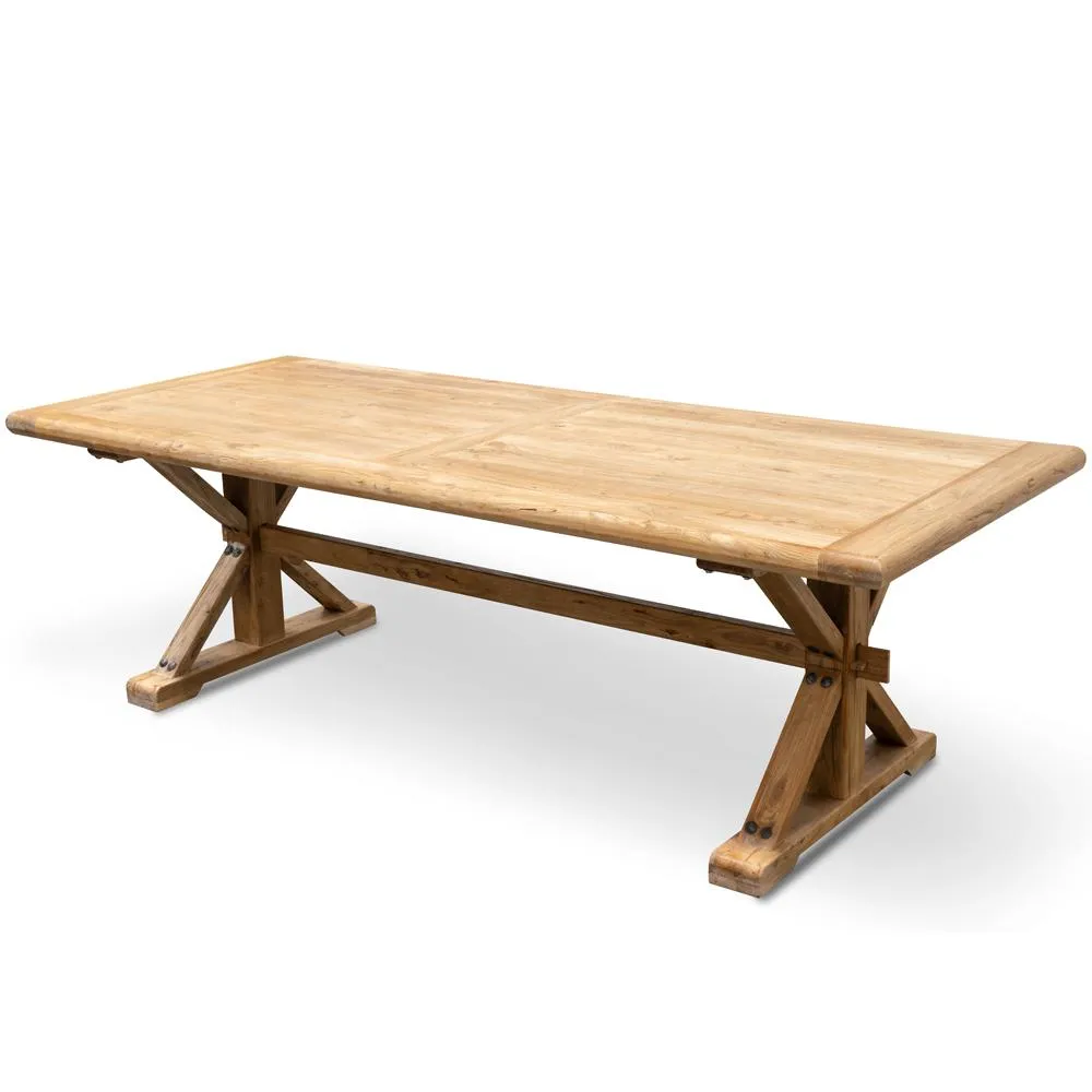 Ex Display - Winston Reclaimed 2.4m Elm Wood Dining Table - Rustic Natural