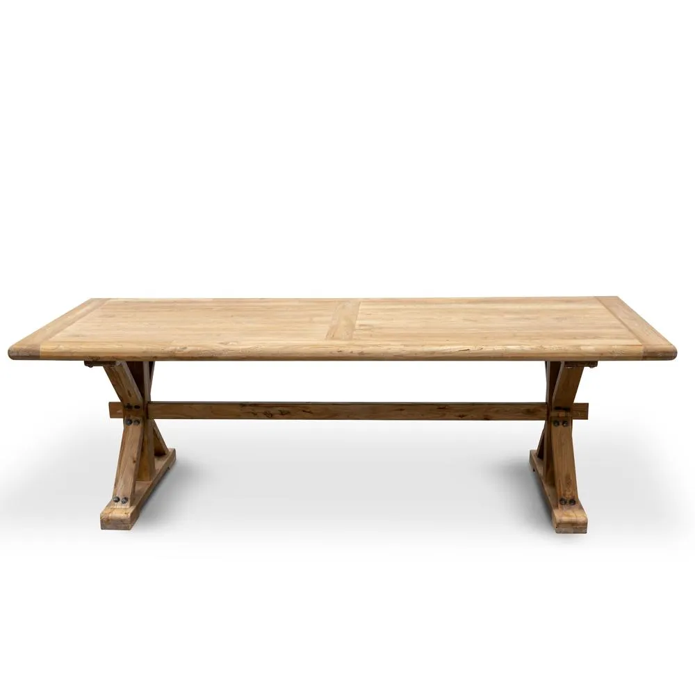 Ex Display - Winston Reclaimed 2.4m Elm Wood Dining Table - Rustic Natural