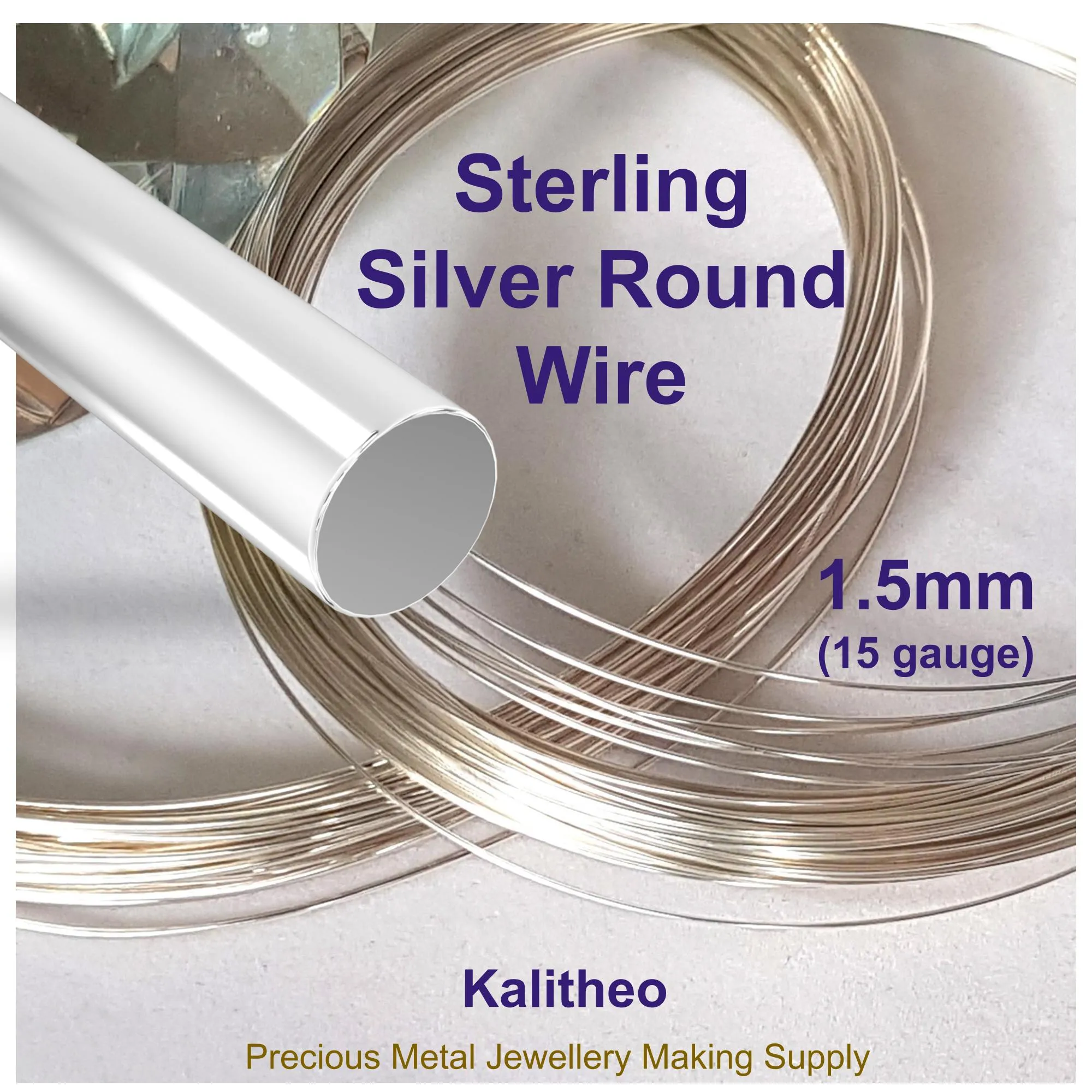 FAB Metals - 1.5mm Round Sterling Silver Wire ( 15 gauge) | Jewellery Making Supply