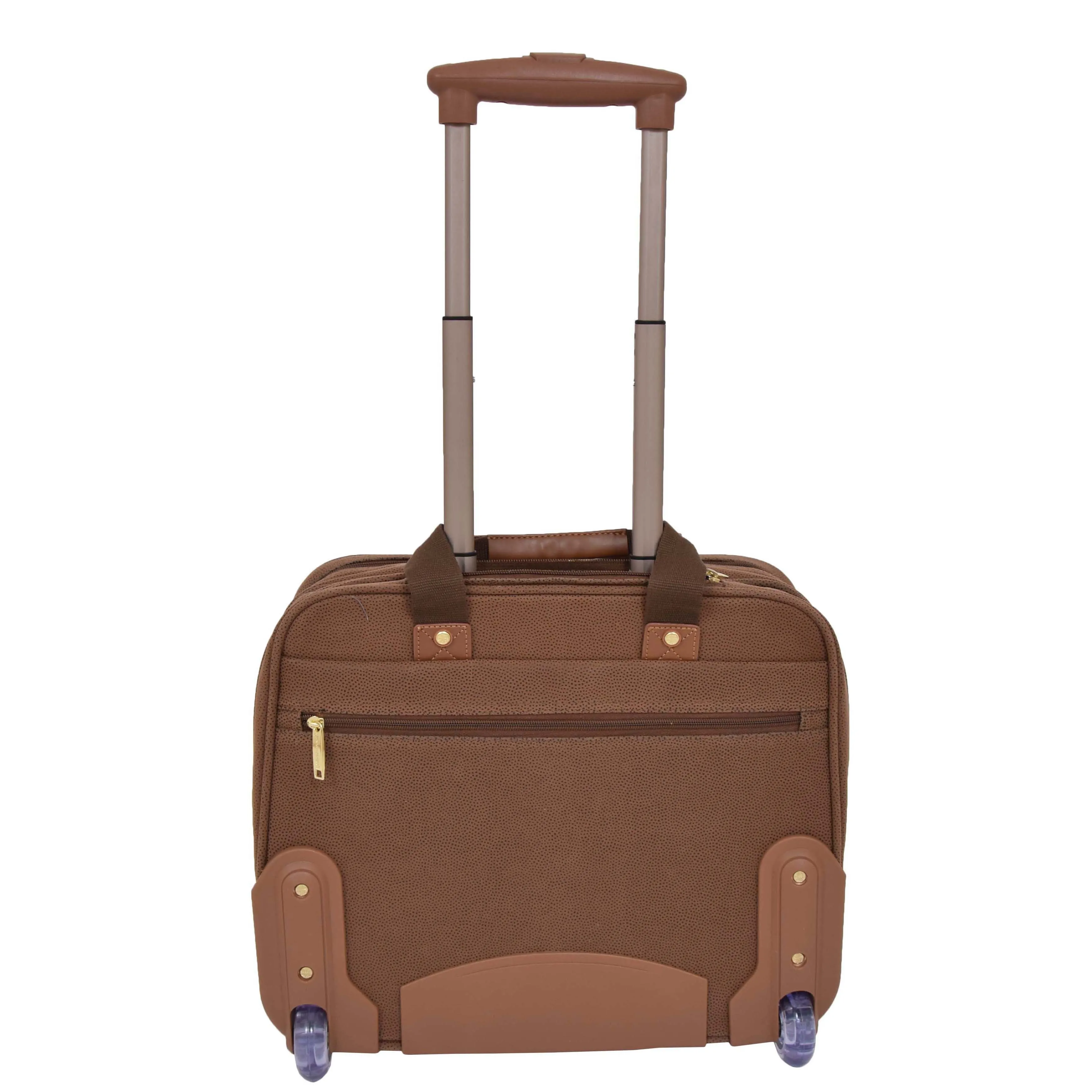 Faux Suede Pilot Case on Wheels H043 Tan