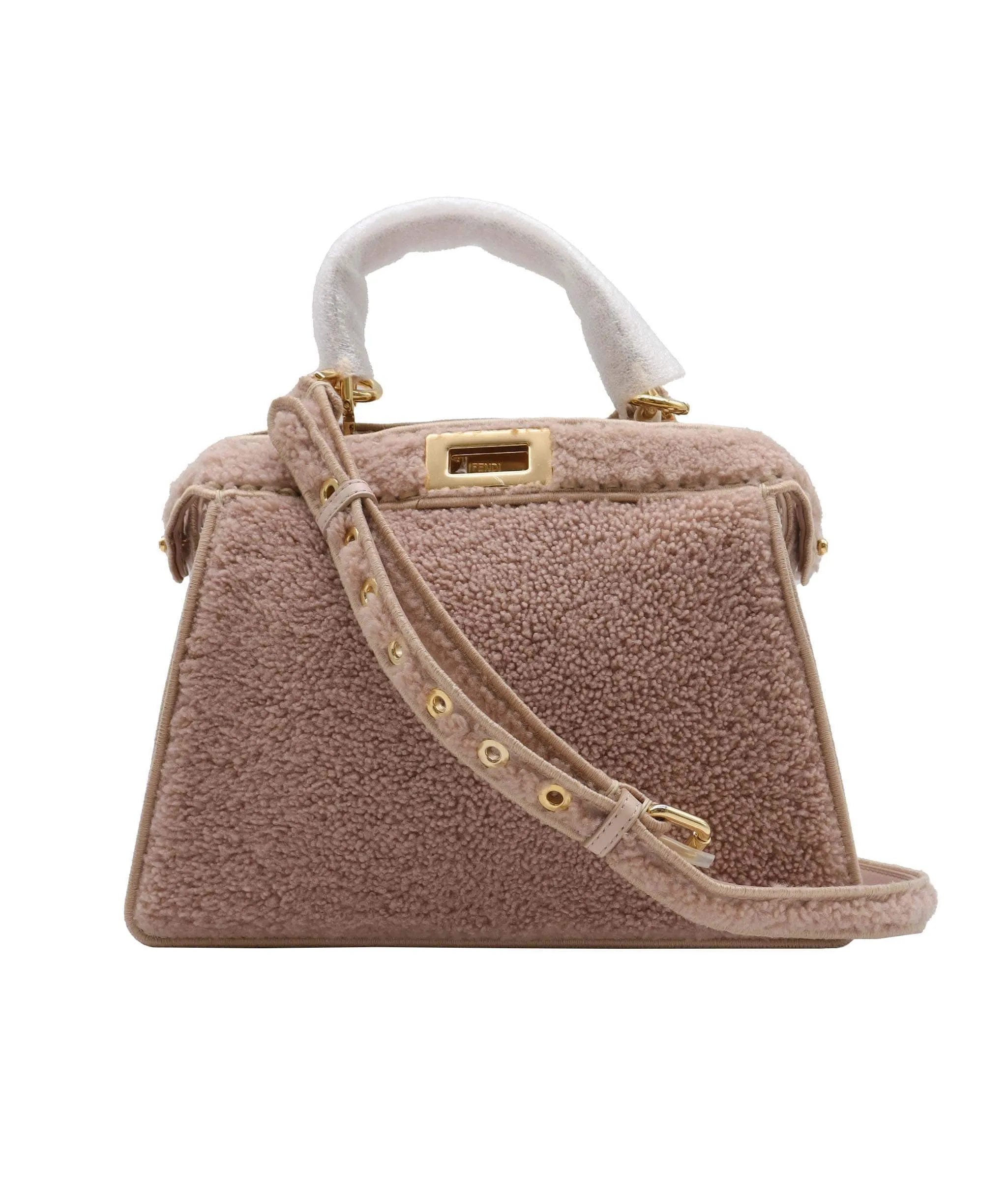 Fendi Nude Shearling Peekaboo Bag GHW  AGC2033