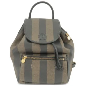 FENDI Pequin PVC Leather Back Pack Bag Khaki Black 259292