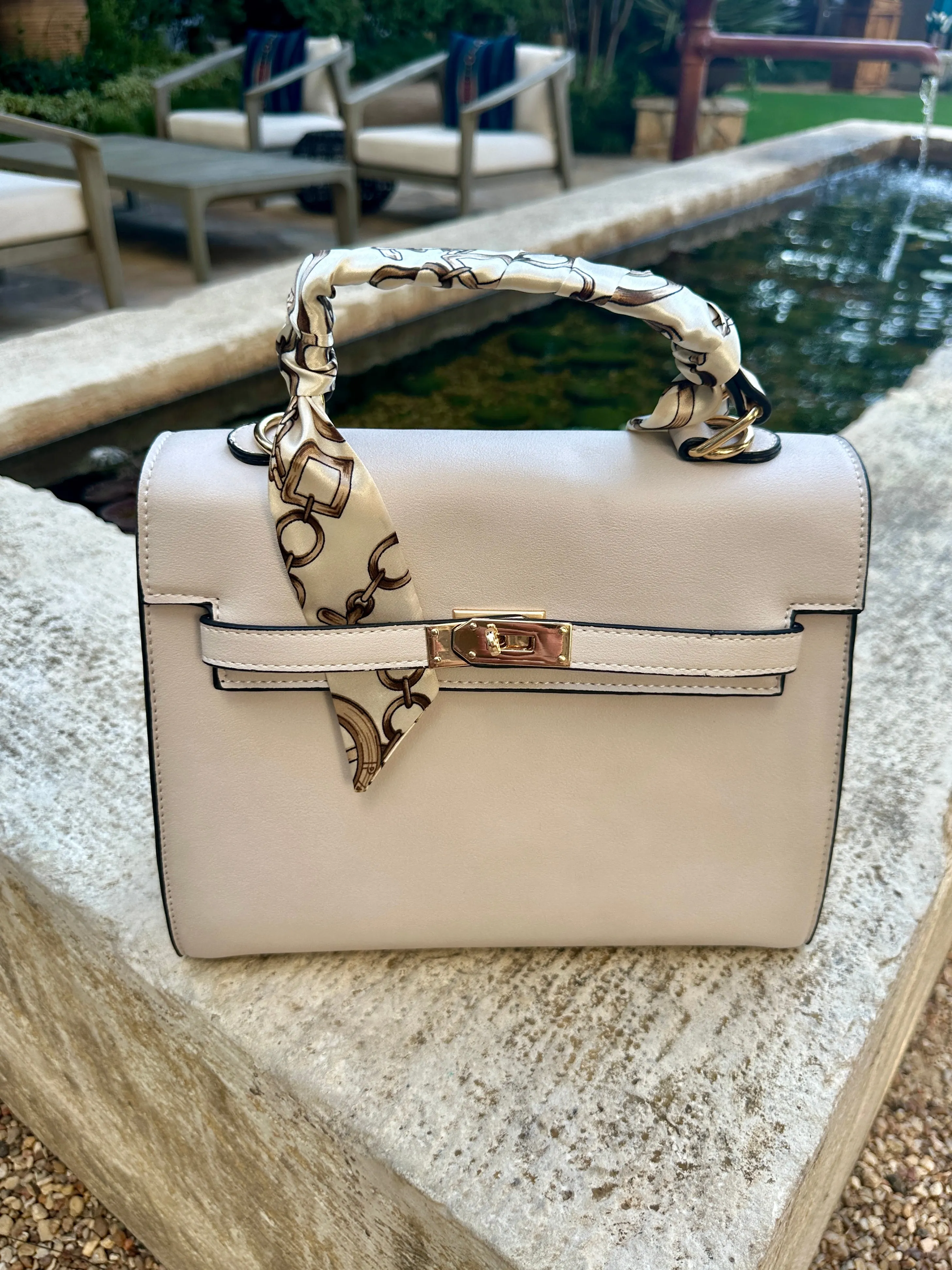 FINAL SALE!! Icon Structured Top handle Purse in Ivory