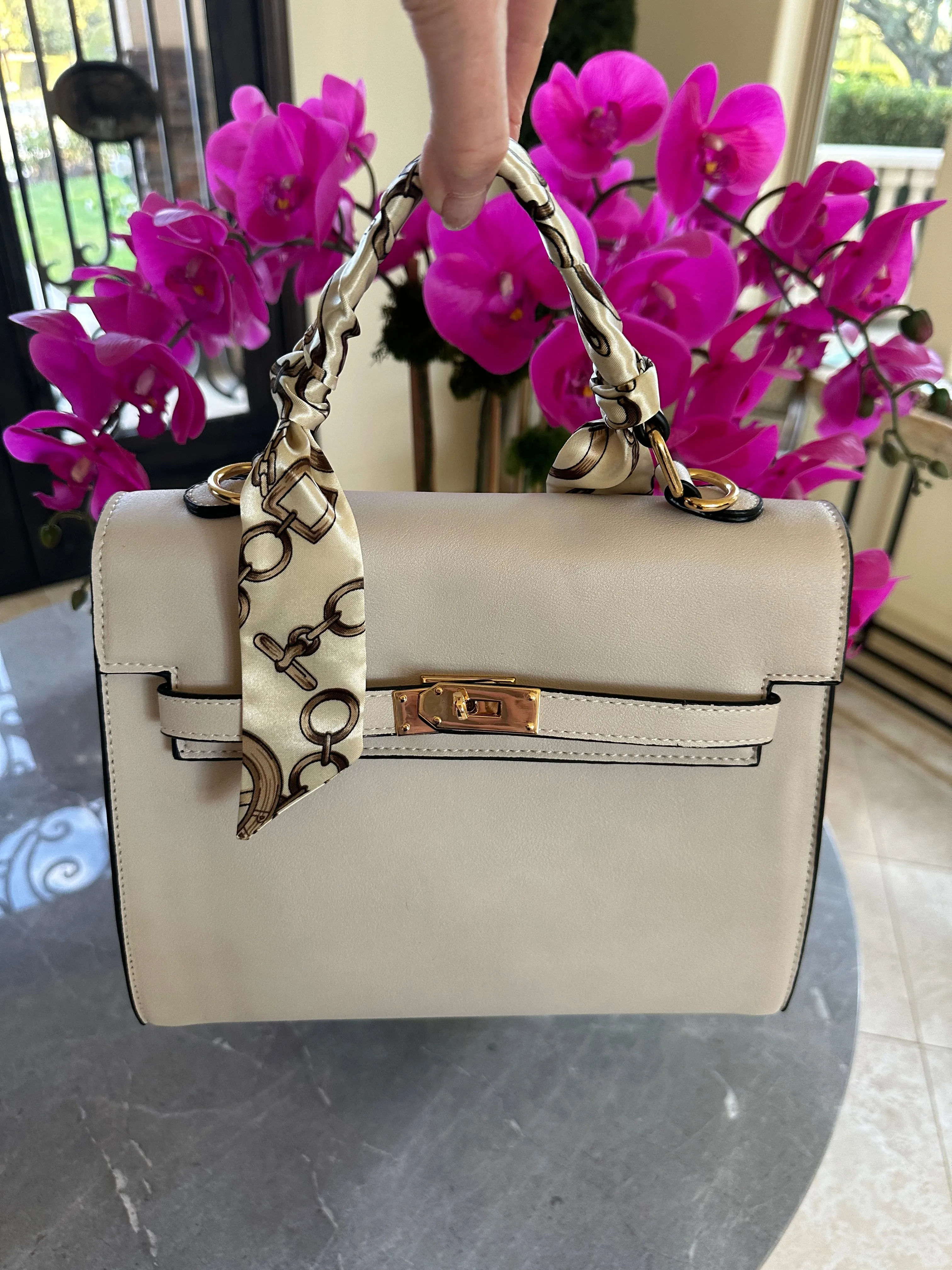 FINAL SALE!! Icon Structured Top handle Purse in Ivory