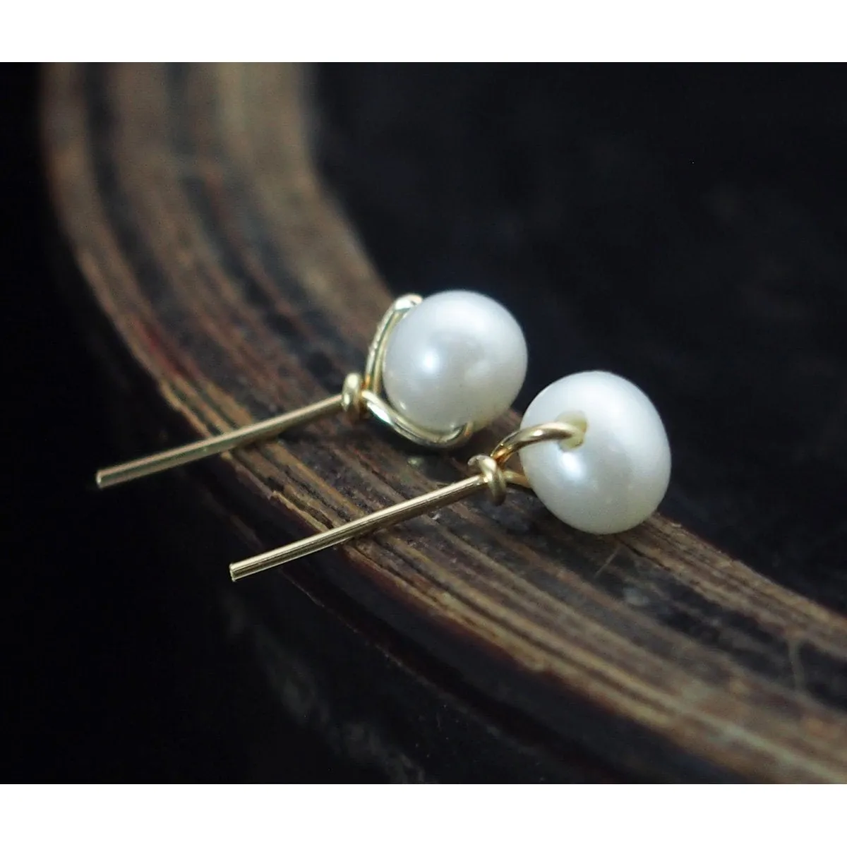 Fresh Water Pearl Post Earrings with Gold Filled Ear Wire